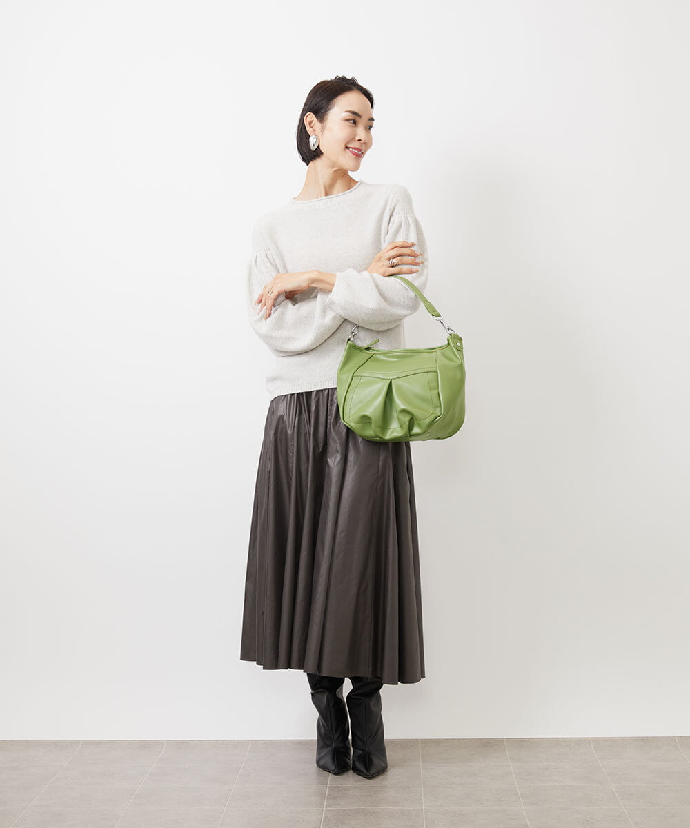 BPCAA14150 MK MICHEL KLEIN BAG(MK ミッシェルクラン バッグ) [お豆腐より軽い/2WAY]合成皮革ラウンドショルダーバッグ マスタード