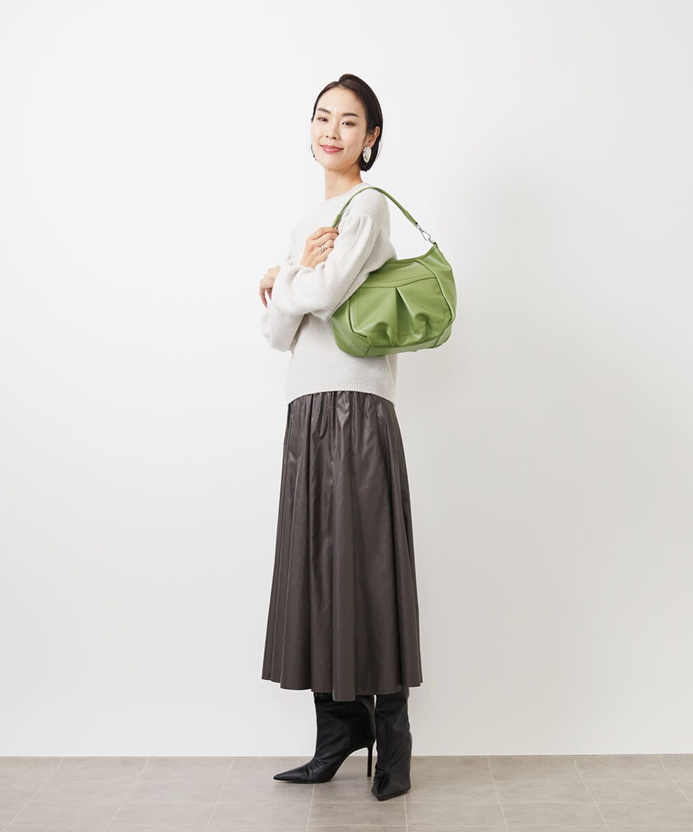 BPCAA14150 MK MICHEL KLEIN BAG(MK ミッシェルクラン バッグ) [お豆腐より軽い/2WAY]合成皮革ラウンドショルダーバッグ マスタード