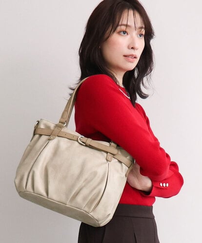 BPCAG80170 MK MICHEL KLEIN BAG [2WAY]フロントベルトタックデザイントートバッグ