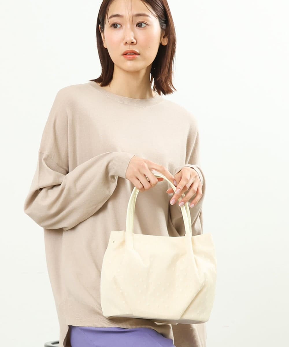 BPCAS25130 MK MICHEL KLEIN BAG(MK ミッシェルクラン バッグ) [2WAY]ドットレーストートバッグ アイボリー