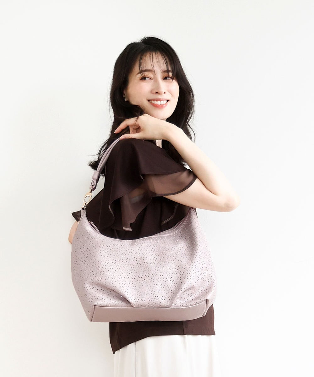 BPCEA31150 MK MICHEL KLEIN BAG(MK ミッシェルクラン バッグ) [2WAY]フラワーパンチングデザイントートバッグ ラベンダー