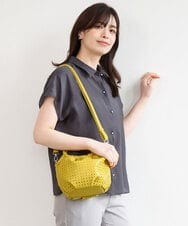 BPCED21150 MK MICHEL KLEIN BAG(MK ミッシェルクラン バッグ) [2WAY]パンチングデザインラウンドミニバッグ マスタード