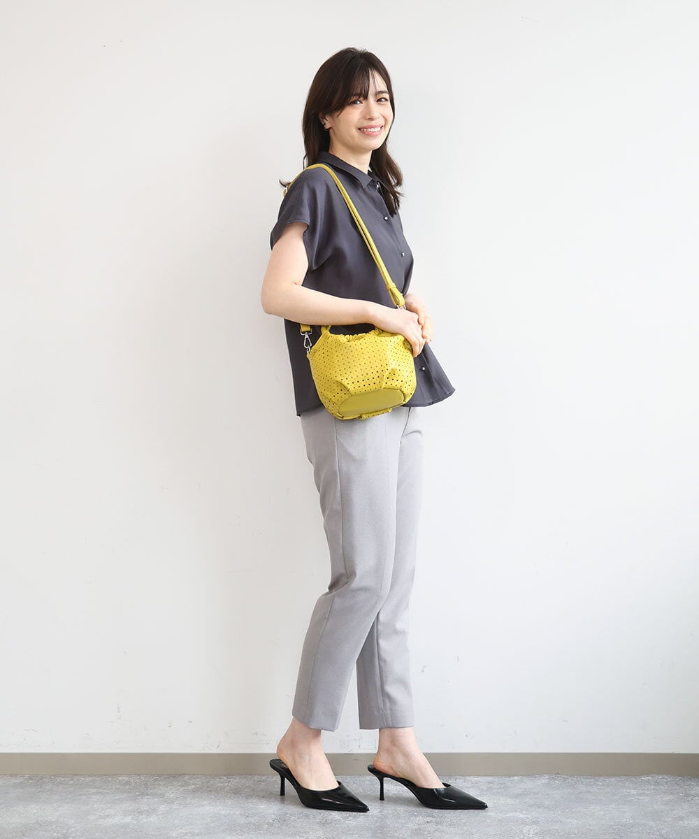 BPCED21150 MK MICHEL KLEIN BAG(MK ミッシェルクラン バッグ) [2WAY]パンチングデザインラウンドミニバッグ シルバー