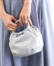 BPCED21150 MK MICHEL KLEIN BAG(MK ミッシェルクラン バッグ) [2WAY]パンチングデザインラウンドミニバッグ シルバー