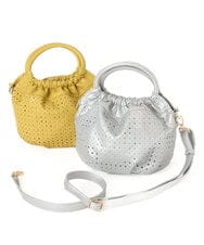 BPCED21150 MK MICHEL KLEIN BAG(MK ミッシェルクラン バッグ) [2WAY]パンチングデザインラウンドミニバッグ シルバー