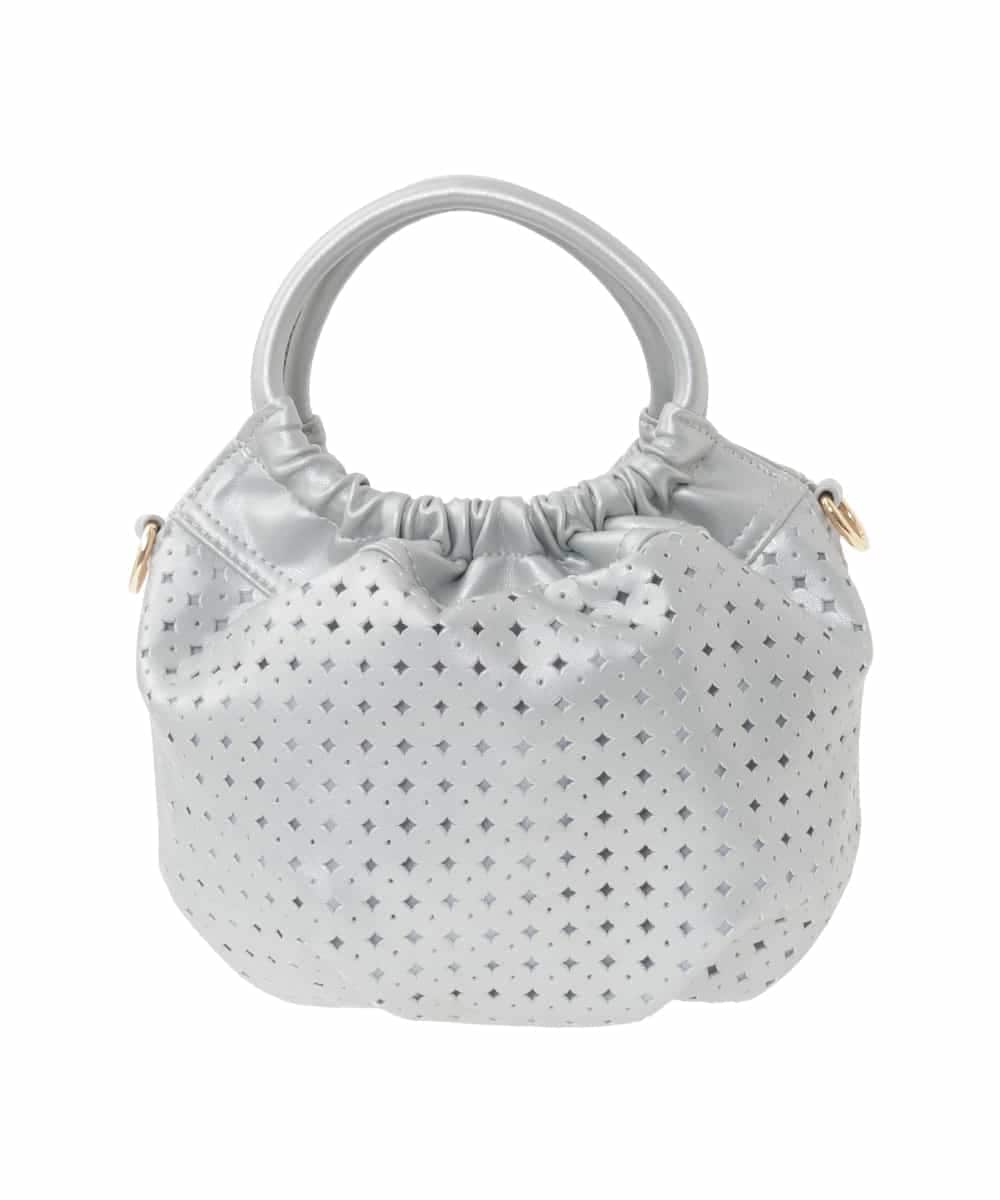 BPCED21150 MK MICHEL KLEIN BAG(MK ミッシェルクラン バッグ) [2WAY]パンチングデザインラウンドミニバッグ シルバー