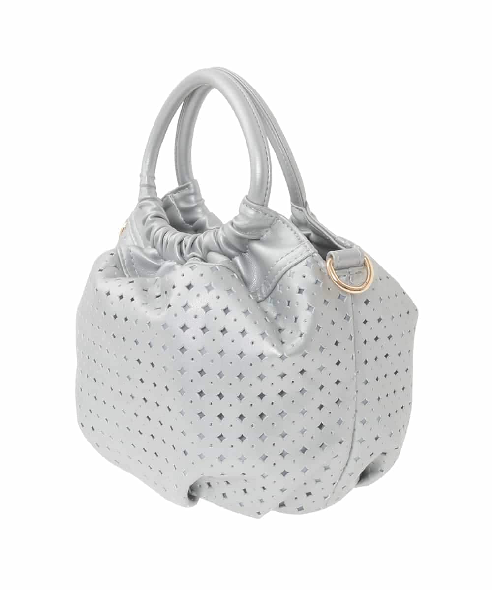 BPCED21150 MK MICHEL KLEIN BAG(MK ミッシェルクラン バッグ) [2WAY]パンチングデザインラウンドミニバッグ シルバー