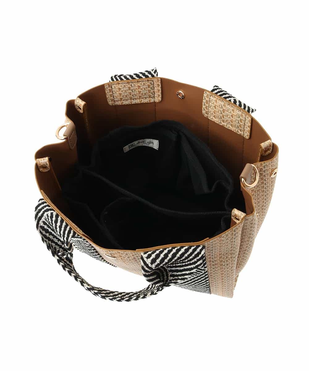 BPCGA54150 MK MICHEL KLEIN BAG(MK ミッシェルクラン バッグ) [2WAY/インナーバッグ付き]ラメアクセントメッシュ風デザイントート ベージュ