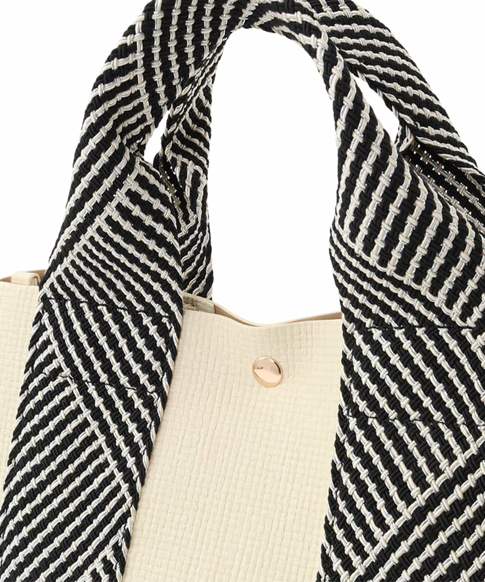 BPCGA54150 MK MICHEL KLEIN BAG(MK ミッシェルクラン バッグ) [2WAY/インナーバッグ付き]ラメアクセントメッシュ風デザイントート ベージュ