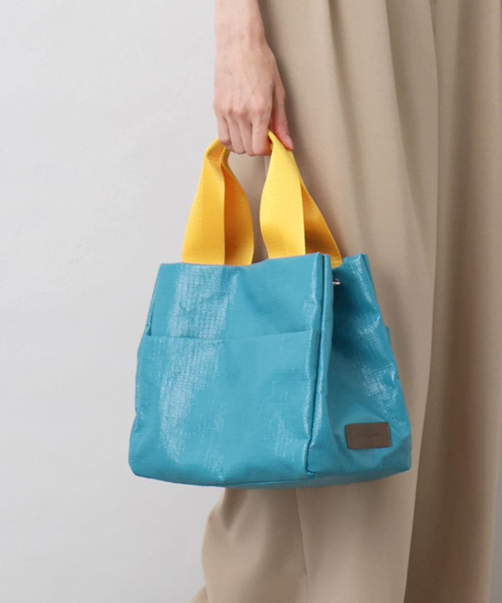 BPCGA61150 MK MICHEL KLEIN BAG(MK ミッシェルクラン バッグ) [2WAY]バイカラーコーティングキャンバストート ターコイズブルー×イエロー