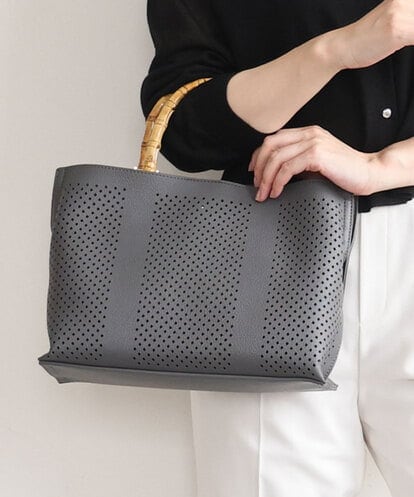 BPCGD34160 MK MICHEL KLEIN BAG [2WAY]バンブーハンドルパンチングバッグ