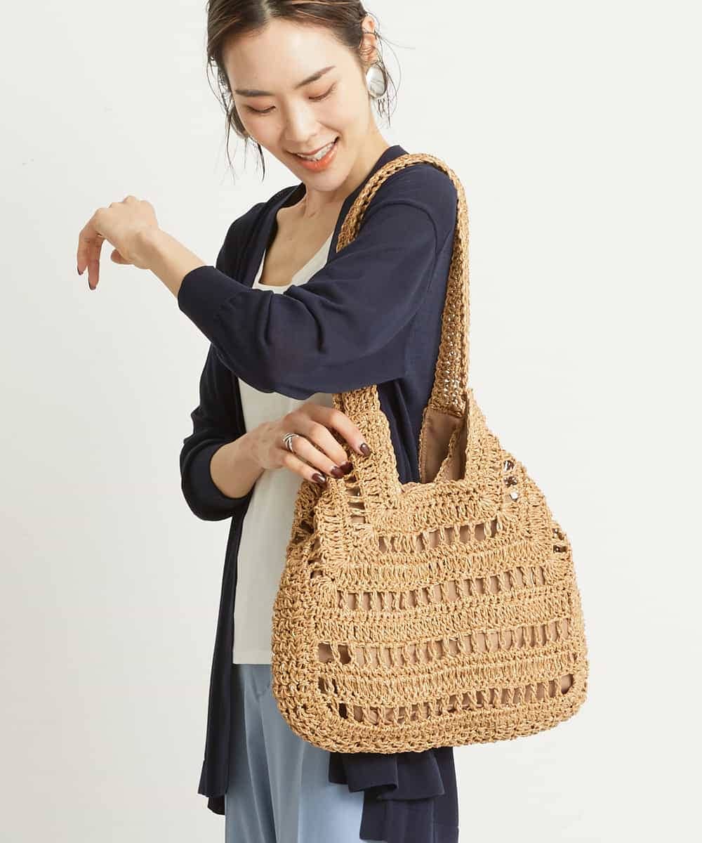 BPCGP42130 MK MICHEL KLEIN BAG(MK ミッシェルクラン バッグ) スクエアデザインメッシュバッグ キャメル