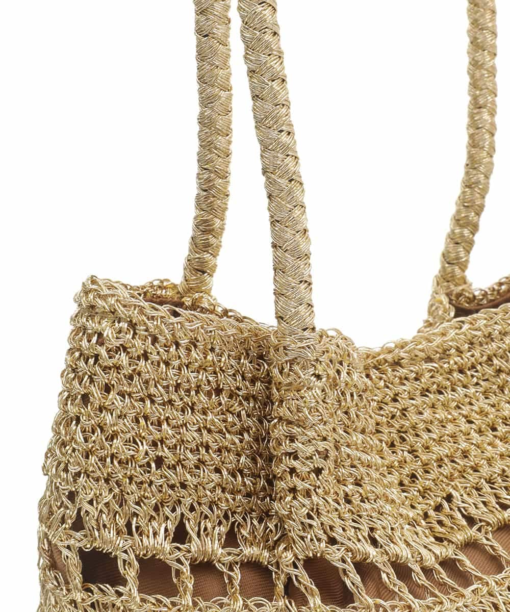BPCGS32140 MK MICHEL KLEIN BAG(MK ミッシェルクラン バッグ) ラメカラーメッシュトートバッグ ゴールド