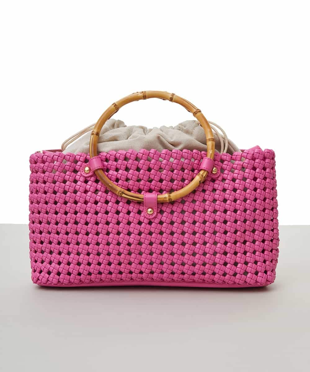 BPCGS38160 MK MICHEL KLEIN BAG(MK ミッシェルクラン バッグ) [2WAY]バンブーハンドルメッシュデザインバッグ ピンク