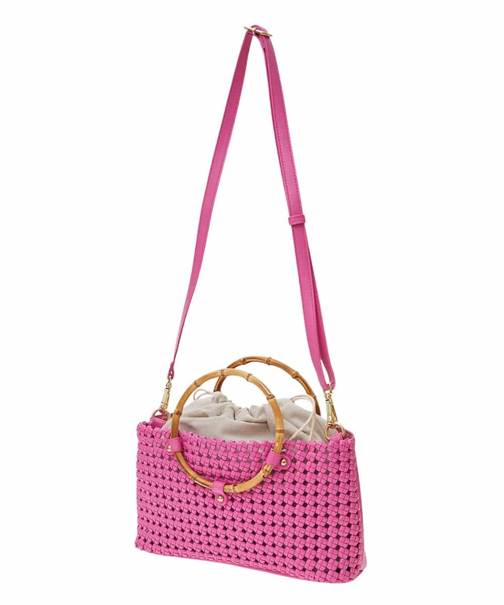 BPCGS38160 MK MICHEL KLEIN BAG(MK ミッシェルクラン バッグ) [2WAY]バンブーハンドルメッシュデザインバッグ ピンク
