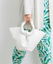 BPCGS57130 MK MICHEL KLEIN BAG(MK ミッシェルクラン バッグ) [2WAY]サークルハンドル合成皮革トートバッグ ホワイト