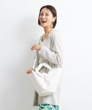 BPCGS57130 MK MICHEL KLEIN BAG(MK ミッシェルクラン バッグ) [2WAY]サークルハンドル合成皮革トートバッグ ホワイト