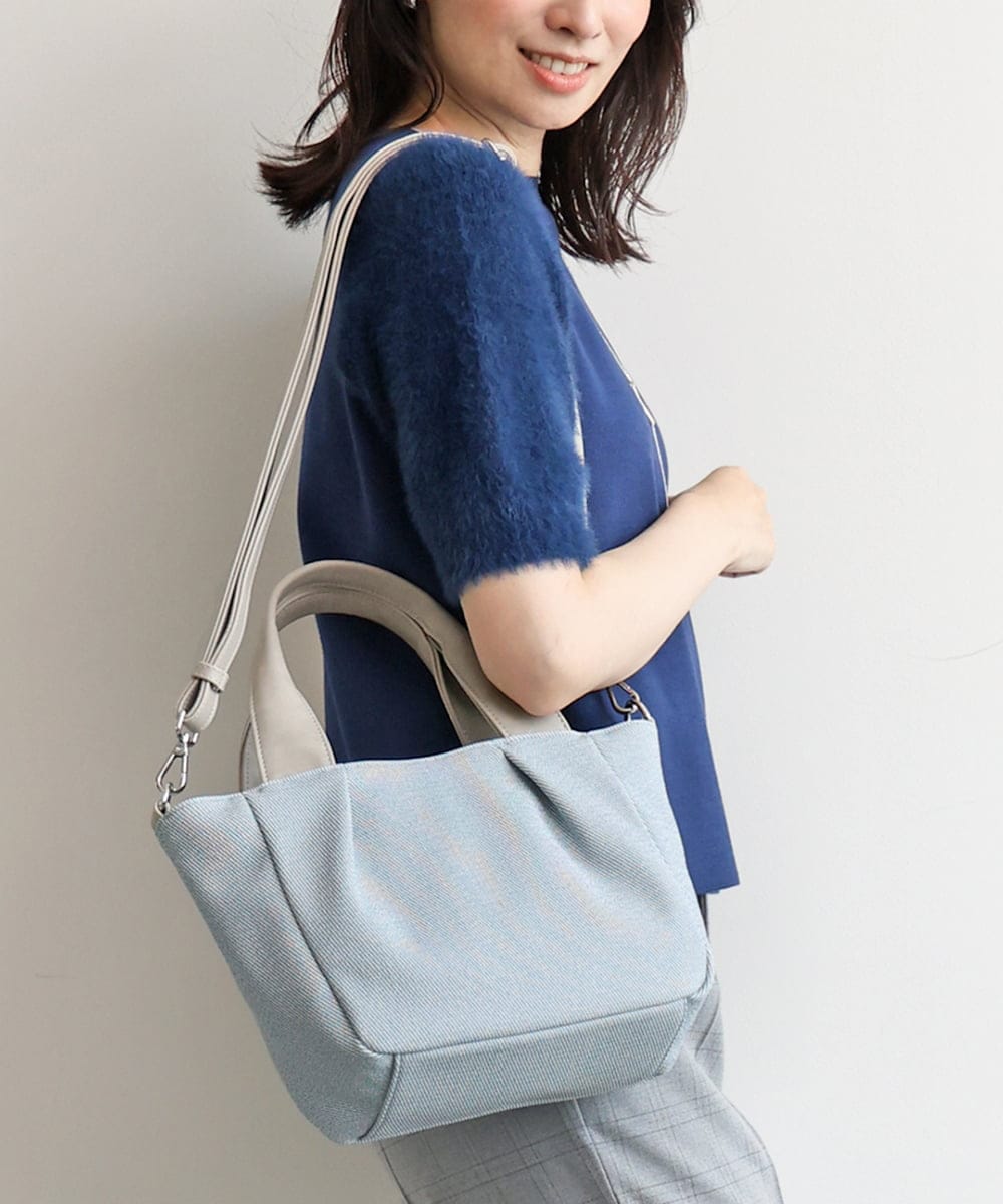 BPCJD62150 MK MICHEL KLEIN BAG(MK ミッシェルクラン バッグ) [2WAY/軽量]コンパクトオープンスクエアバッグ ライトブルー×グレー