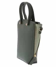 BPCJS81120 MK MICHEL KLEIN BAG(MK ミッシェルクラン バッグ) [2WAY・軽量]配色ガセットコンパクトバッグ ブラック×カーキ