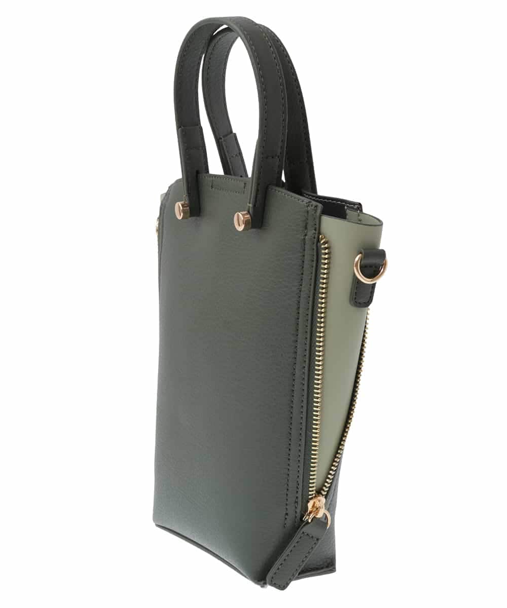 BPCJS81120 MK MICHEL KLEIN BAG(MK ミッシェルクラン バッグ) [2WAY・軽量]配色ガセットコンパクトバッグ ブラック×カーキ