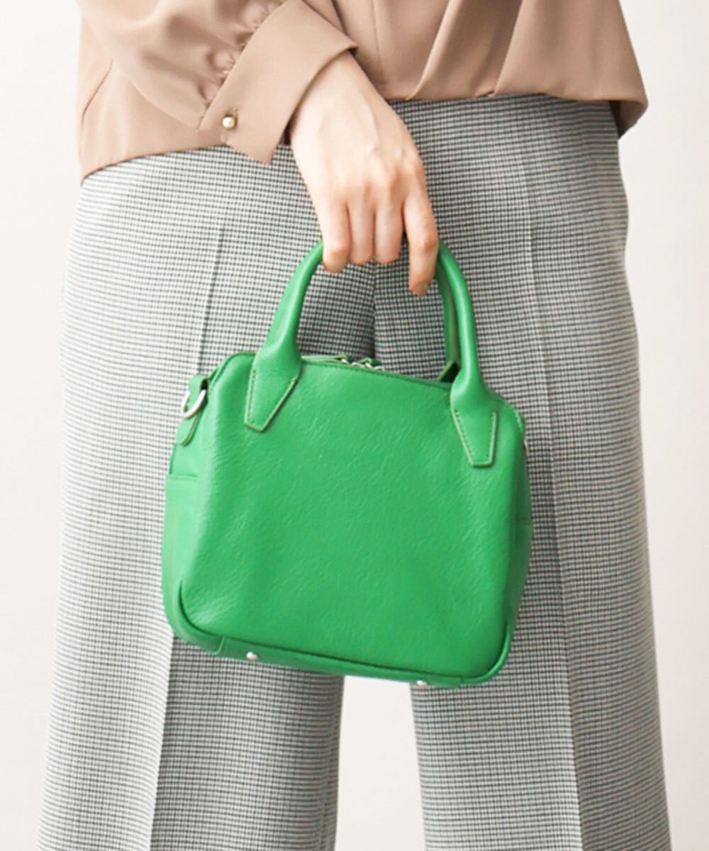 BPKAV11250 MK MICHEL KLEIN BAG(MK ミッシェルクラン バッグ) [2WAY]カウレザースクエアミニトートバッグ グリーン