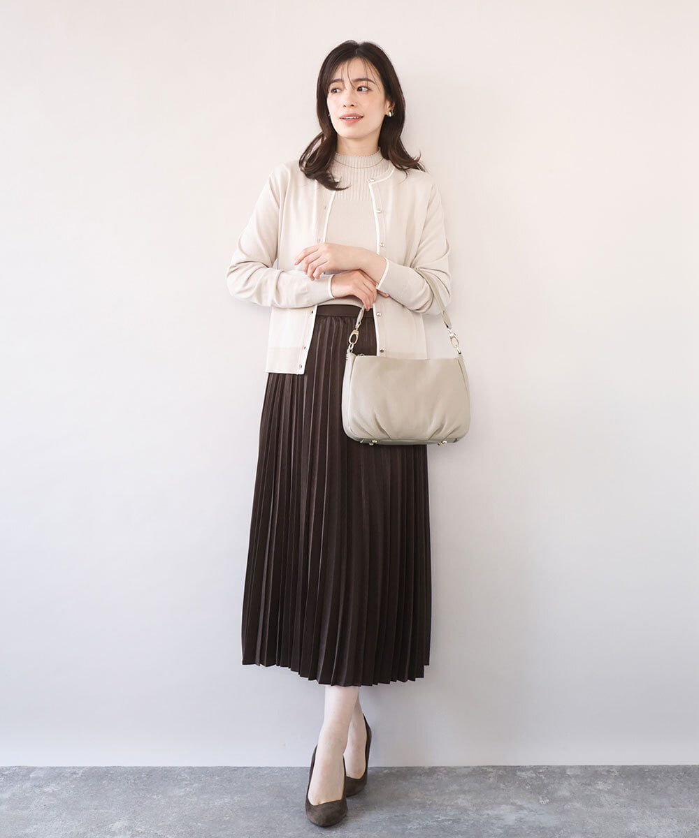 BPKGD01260 MK MICHEL KLEIN BAG(MK ミッシェルクラン バッグ) [2WAY]ギャザーポイント牛革ワンハンドルバッグ ライトグレー