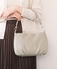 BPKGD01260 MK MICHEL KLEIN BAG(MK ミッシェルクラン バッグ) [2WAY]ギャザーポイント牛革ワンハンドルバッグ ライトグレー