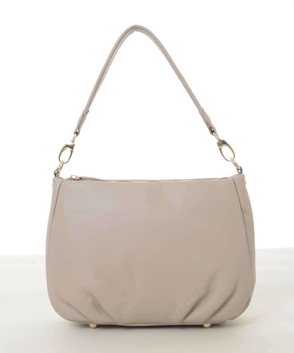 BPKGD01260 MK MICHEL KLEIN BAG(MK ミッシェルクラン バッグ) [2WAY]ギャザーポイント牛革ワンハンドルバッグ ライトグレー