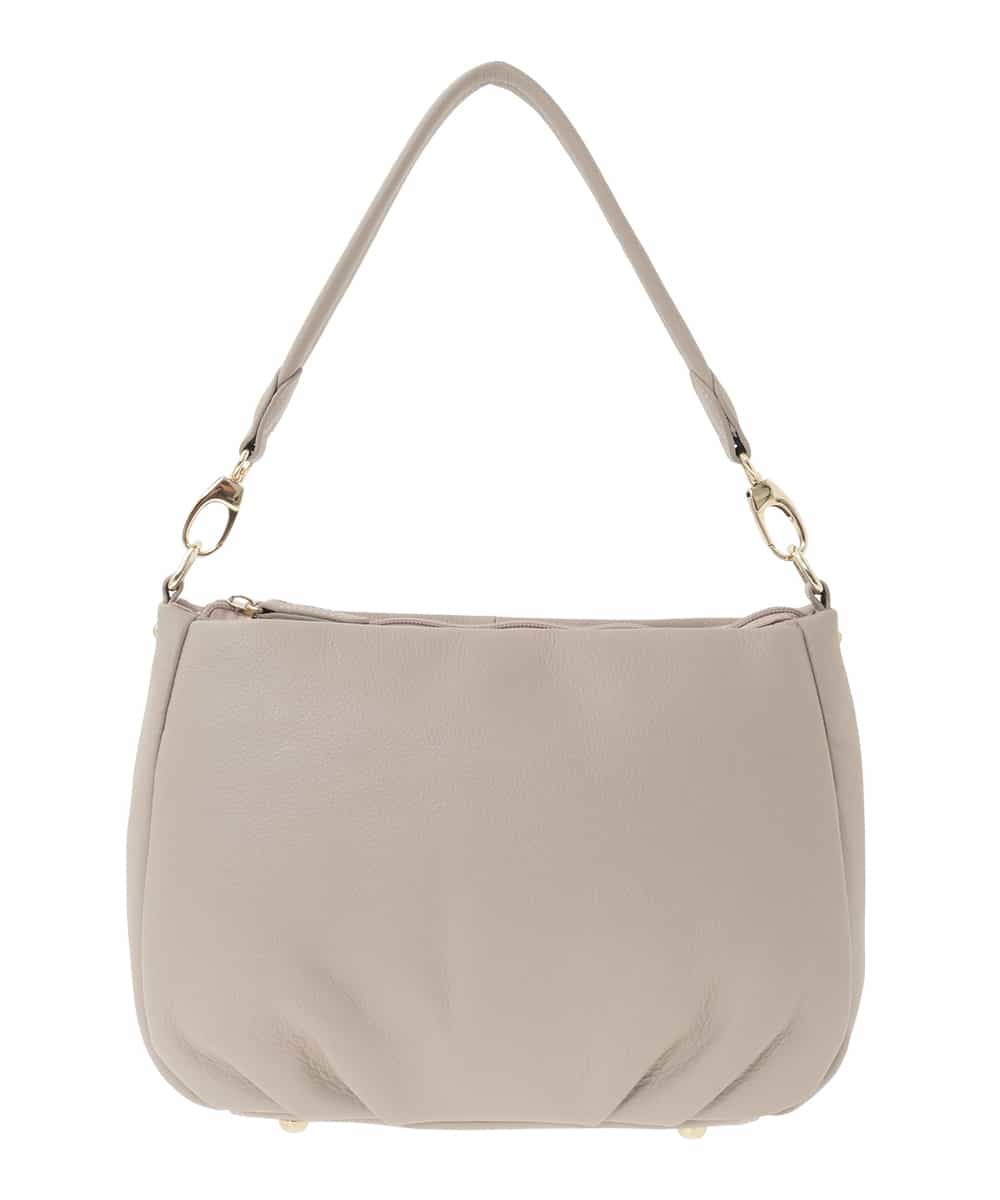 BPKGD01260 MK MICHEL KLEIN BAG(MK ミッシェルクラン バッグ) [2WAY]ギャザーポイント牛革ワンハンドルバッグ ライトグレー