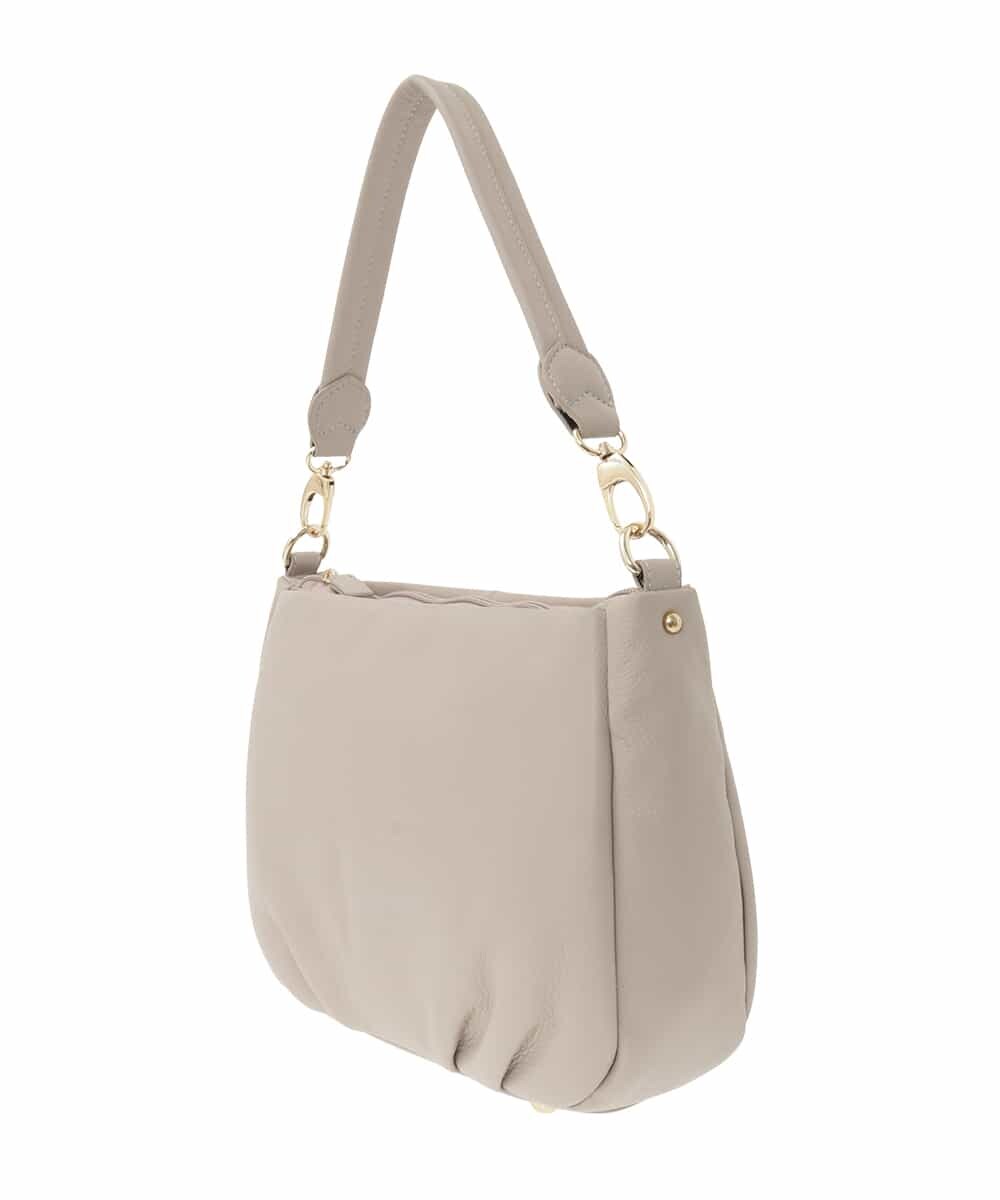 BPKGD01260 MK MICHEL KLEIN BAG(MK ミッシェルクラン バッグ) [2WAY]ギャザーポイント牛革ワンハンドルバッグ ライトグレー