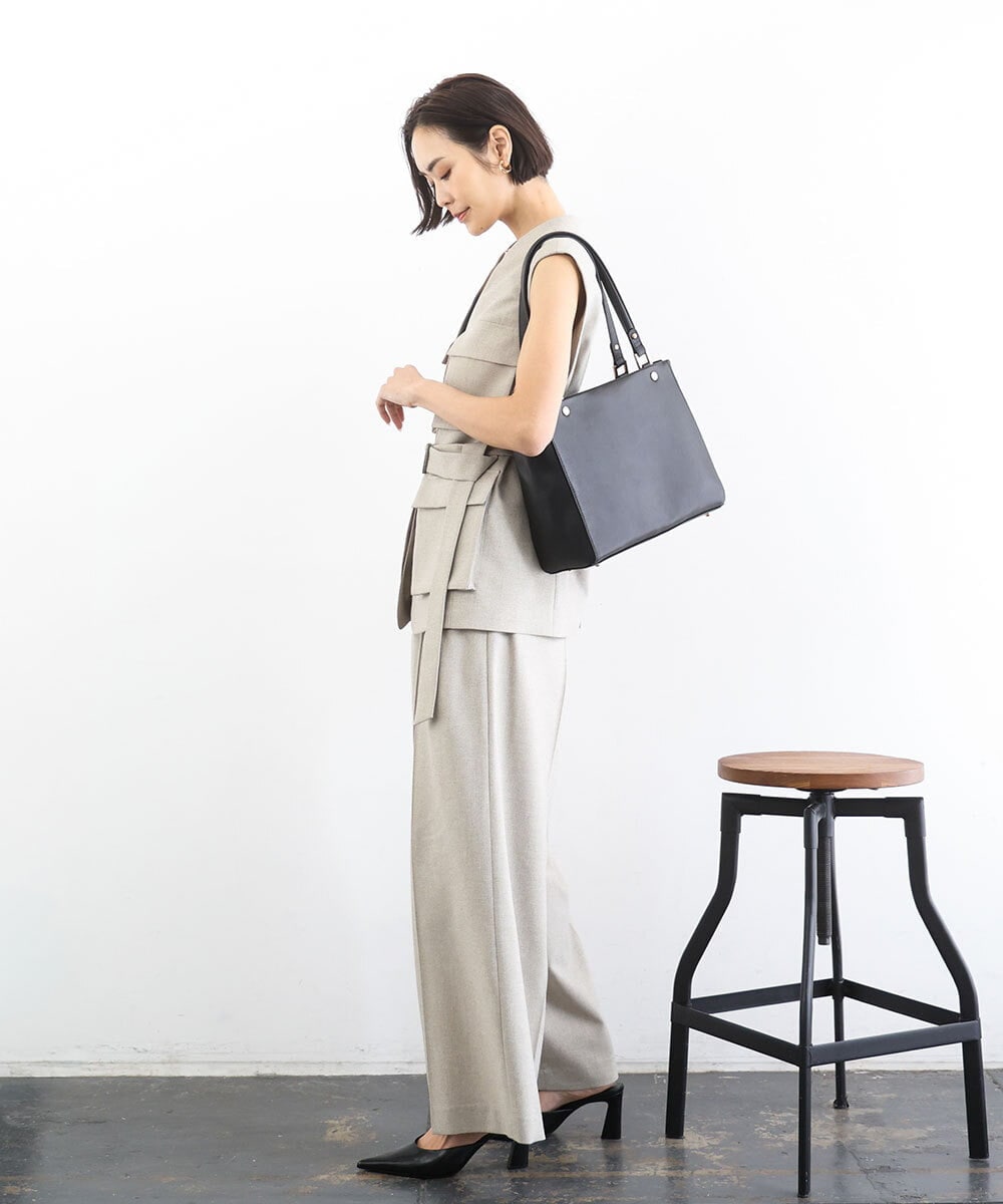 BPKGD04300 MK MICHEL KLEIN BAG(MK ミッシェルクラン バッグ) [2WAY/A4収納可]メタルポイント牛革トートバッグ ブラウン