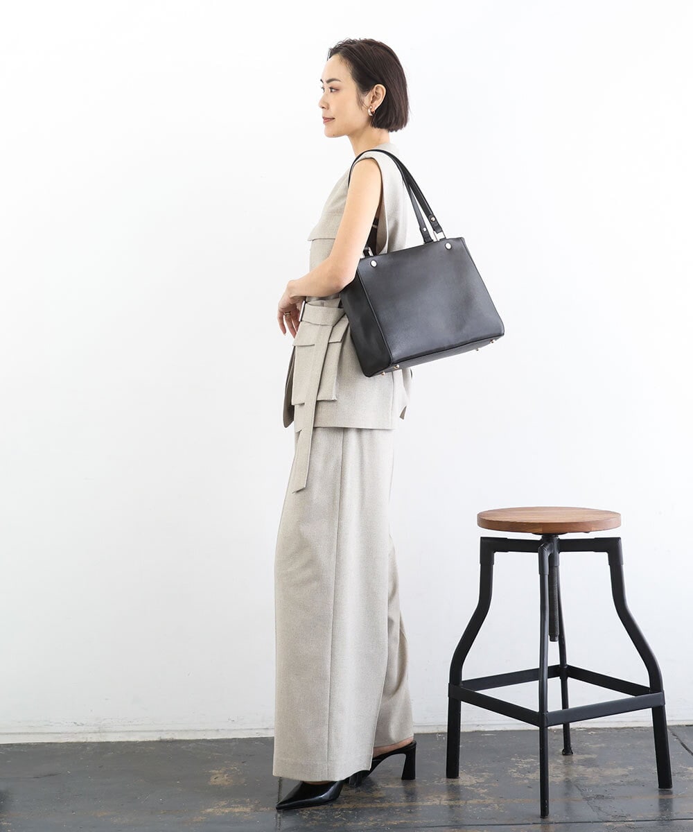 BPKGD04300 MK MICHEL KLEIN BAG(MK ミッシェルクラン バッグ) [2WAY/A4収納可]メタルポイント牛革トートバッグ ブラウン