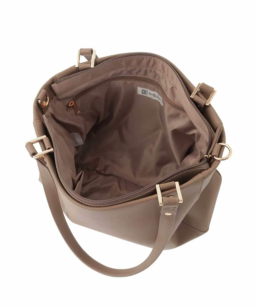 BPKGD04300 MK MICHEL KLEIN BAG(MK ミッシェルクラン バッグ) [2WAY/A4収納可]メタルポイント牛革トートバッグ ブラウン