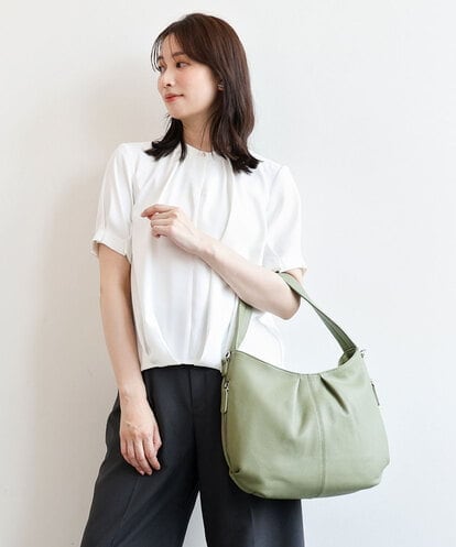 BPKGD28280 MK MICHEL KLEIN BAG [2WAY]タックデザイン牛革ショルダーバッグ