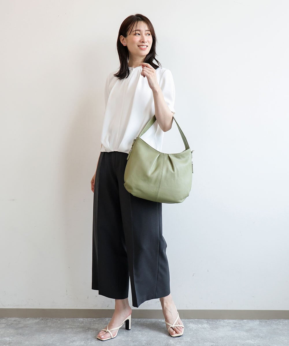BPKGD28280 MK MICHEL KLEIN BAG(MK ミッシェルクラン バッグ) [2WAY]タックデザイン牛革ショルダーバッグ グリーン