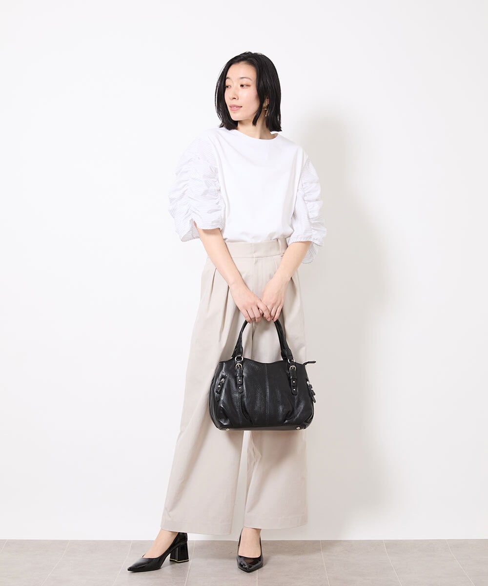 BPKGV03260 MK MICHEL KLEIN BAG(MK ミッシェルクラン バッグ) [2WAY]ベルトアクセントラウンドレザートートバッグ ピンク
