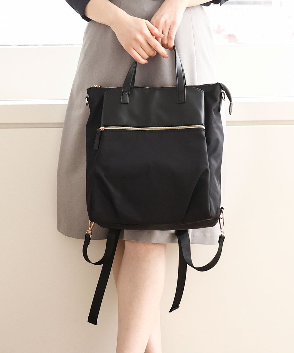 BPRAA22150 MK MICHEL KLEIN BAG(MK ミッシェルクラン バッグ) [3WAY/撥水加工]異素材MIXナイロンリュック ブラック