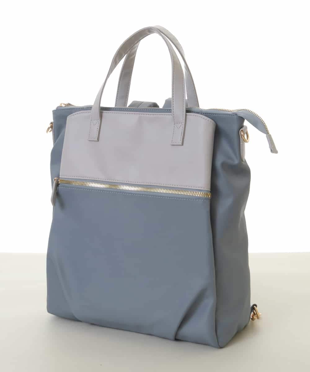 BPRAA22150 MK MICHEL KLEIN BAG(MK ミッシェルクラン バッグ) [3WAY/撥水加工]異素材MIXナイロンリュック ライトブルー
