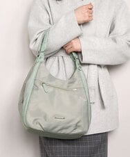 BPRAG11150 MK MICHEL KLEIN BAG(MK ミッシェルクラン バッグ) [2WAY]異素材ジョイントラウンドナイロントート グレージュ×ライトグリーン