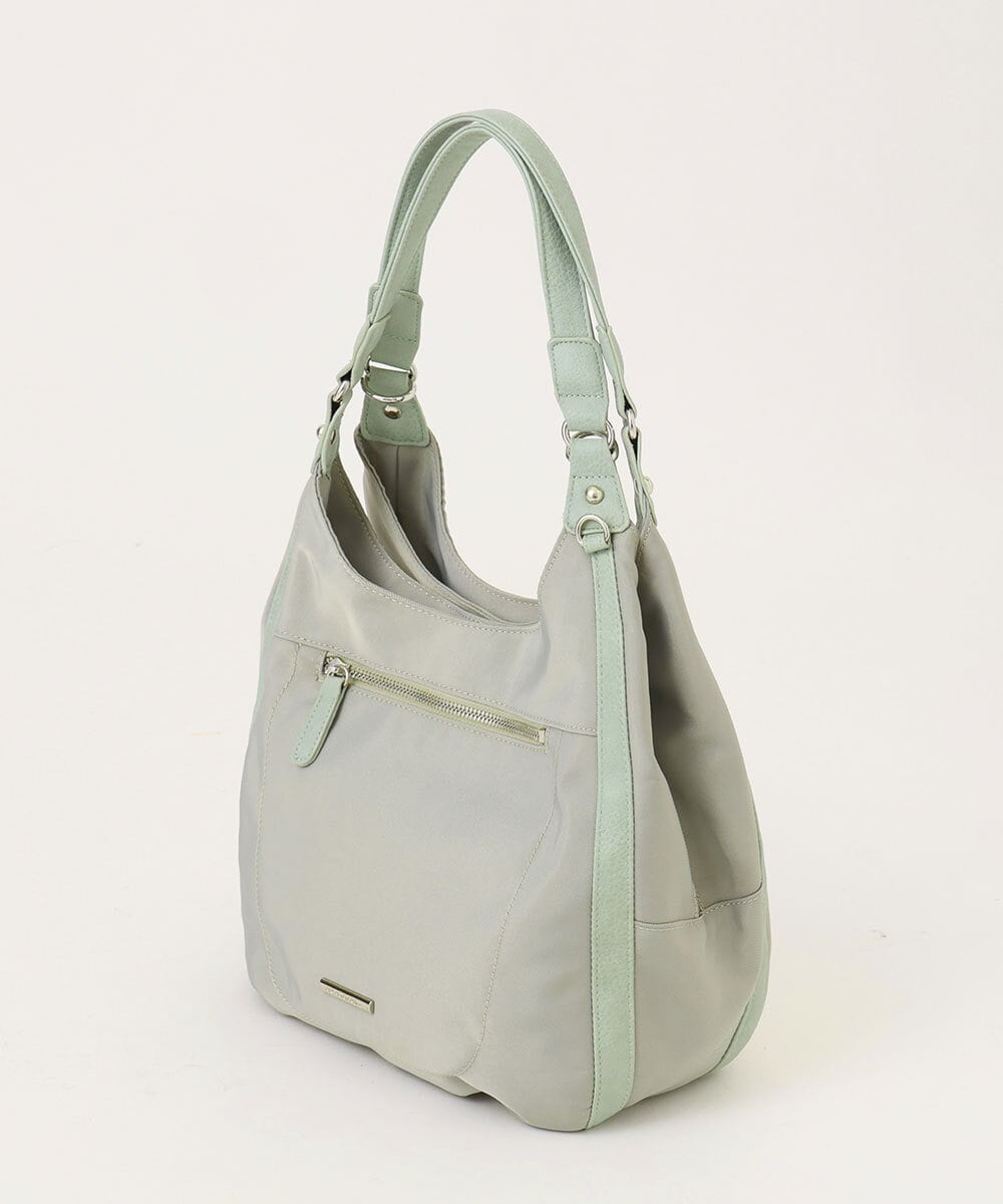 BPRAG11150 MK MICHEL KLEIN BAG(MK ミッシェルクラン バッグ) [2WAY]異素材ジョイントラウンドナイロントート グレージュ×ライトグリーン