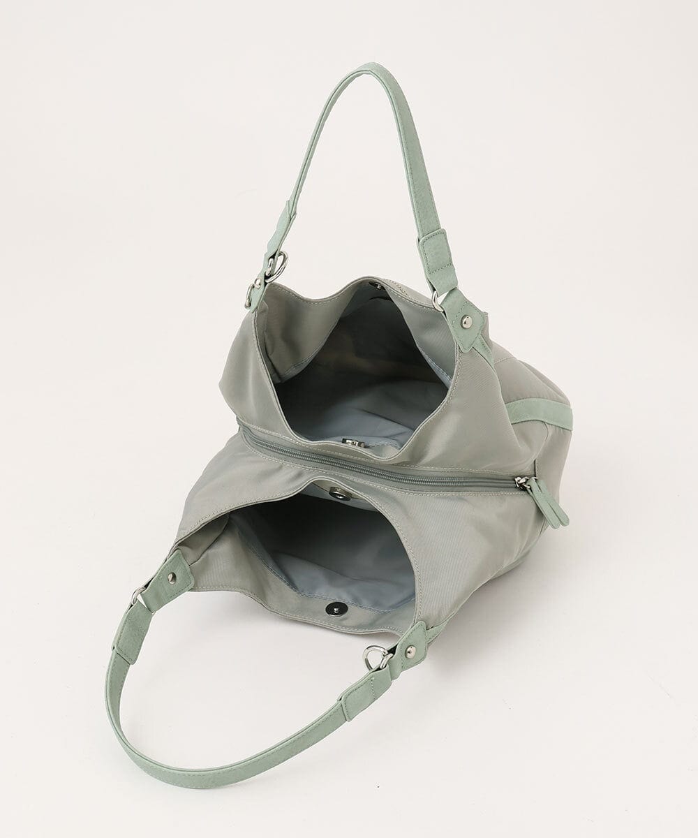 BPRAG11150 MK MICHEL KLEIN BAG(MK ミッシェルクラン バッグ) [2WAY]異素材ジョイントラウンドナイロントート グレージュ×ライトグリーン