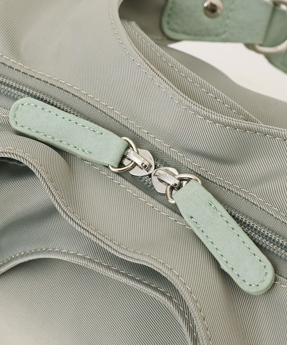BPRAG11150 MK MICHEL KLEIN BAG(MK ミッシェルクラン バッグ) [2WAY]異素材ジョイントラウンドナイロントート グレージュ×ライトグリーン