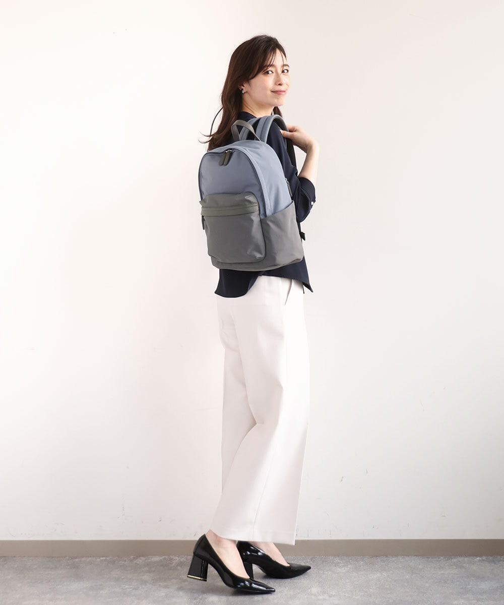 BPRED21170 MK MICHEL KLEIN BAG(MK ミッシェルクラン バッグ) [軽量/A4収納可]異素材ジョイントナイロンリュックサック グレー