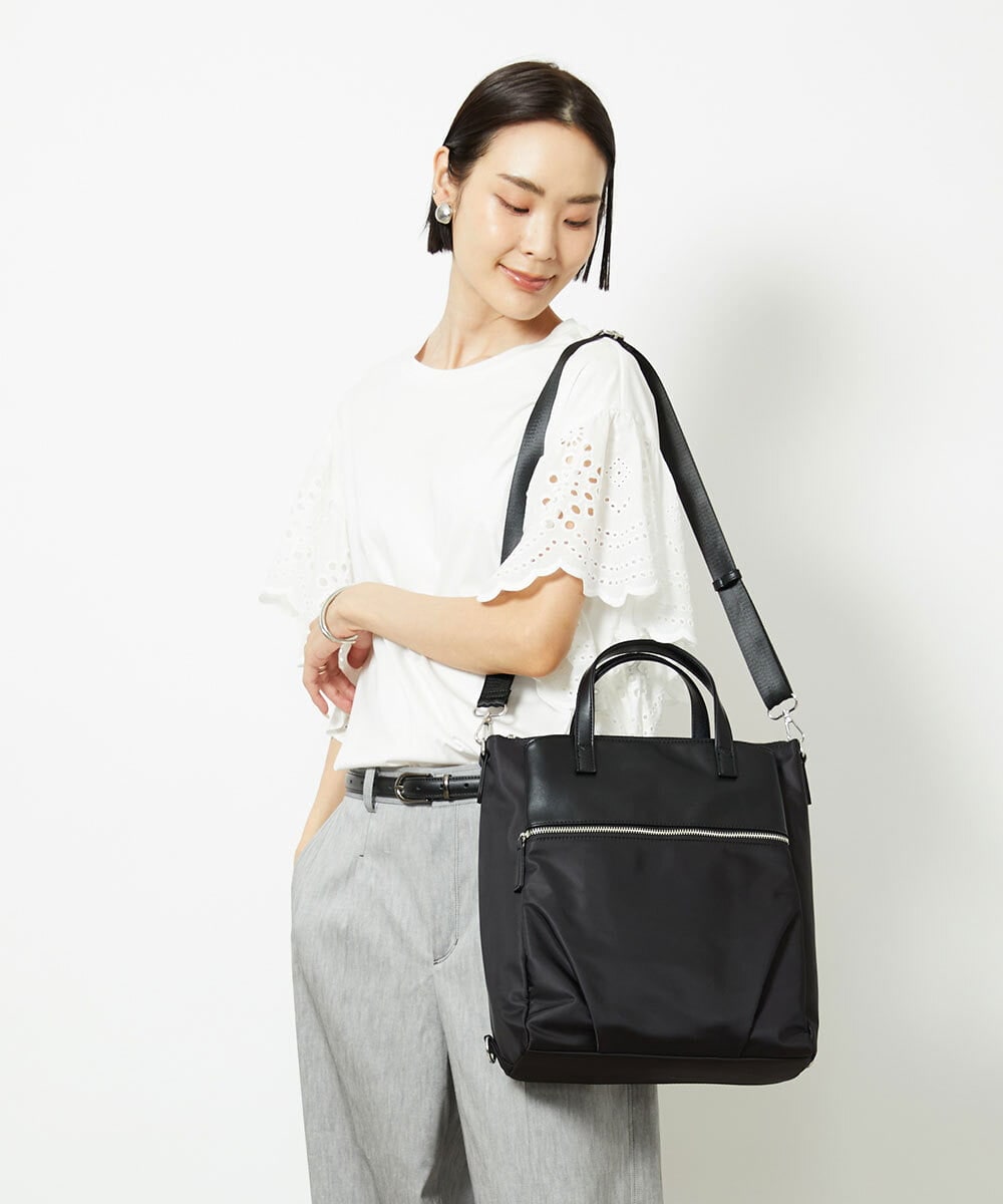 BPRGA62160 MK MICHEL KLEIN BAG(MK ミッシェルクラン バッグ) [3WAY/撥水加工]異素材MIXナイロンリュック ライトブルー