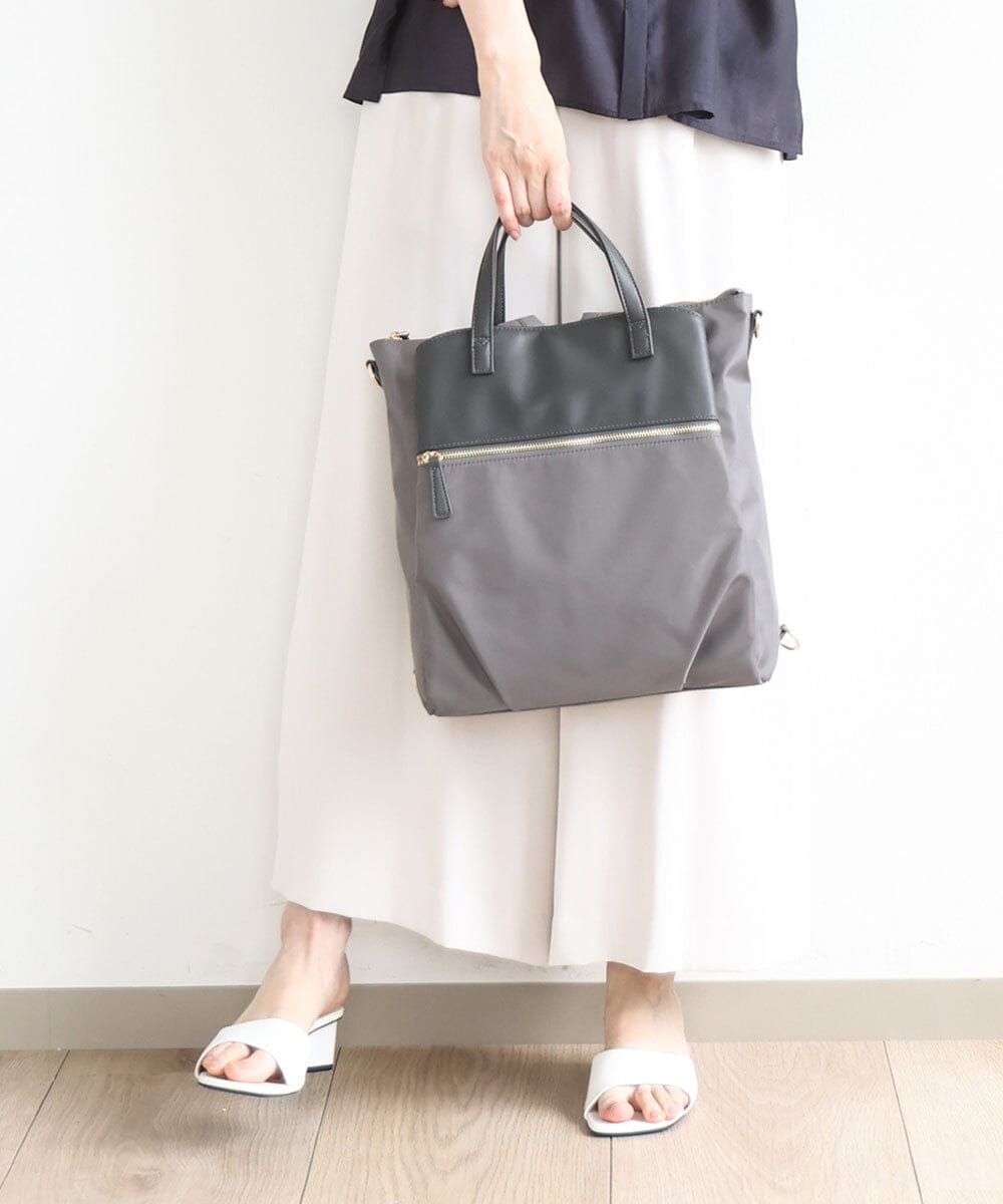 BPRGA62160 MK MICHEL KLEIN BAG(MK ミッシェルクラン バッグ) [3WAY/撥水加工]異素材MIXナイロンリュック グレー