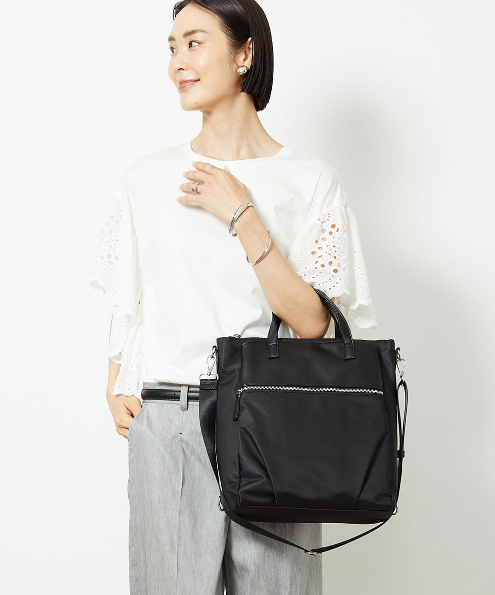 BPRGA62160 MK MICHEL KLEIN BAG(MK ミッシェルクラン バッグ) [3WAY/撥水加工]異素材MIXナイロンリュック ブラック