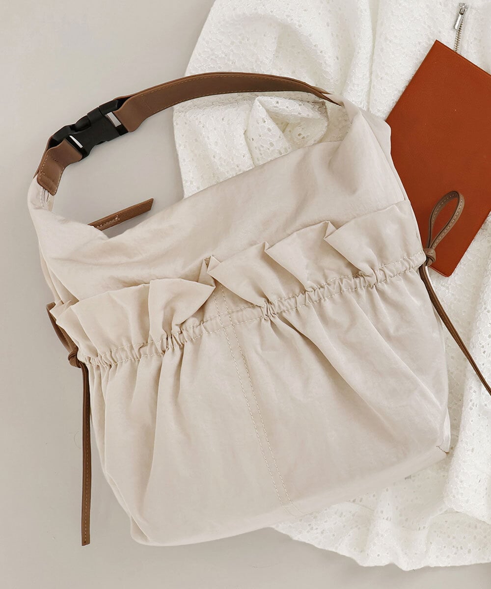 BPRGD92150 MK MICHEL KLEIN BAG(MK ミッシェルクラン バッグ) [2WAY/A4収納可]ギャザーポケットナイロンデザインバッグ アイボリー