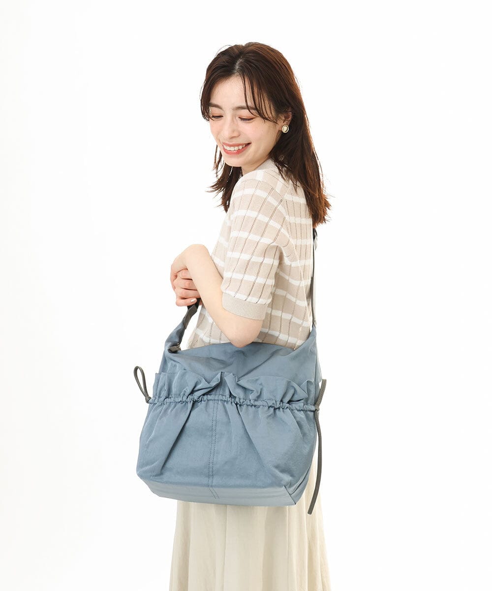 BPRGD92150 MK MICHEL KLEIN BAG(MK ミッシェルクラン バッグ) [2WAY/A4収納可]ギャザーポケットナイロンデザインバッグ ダークグレー