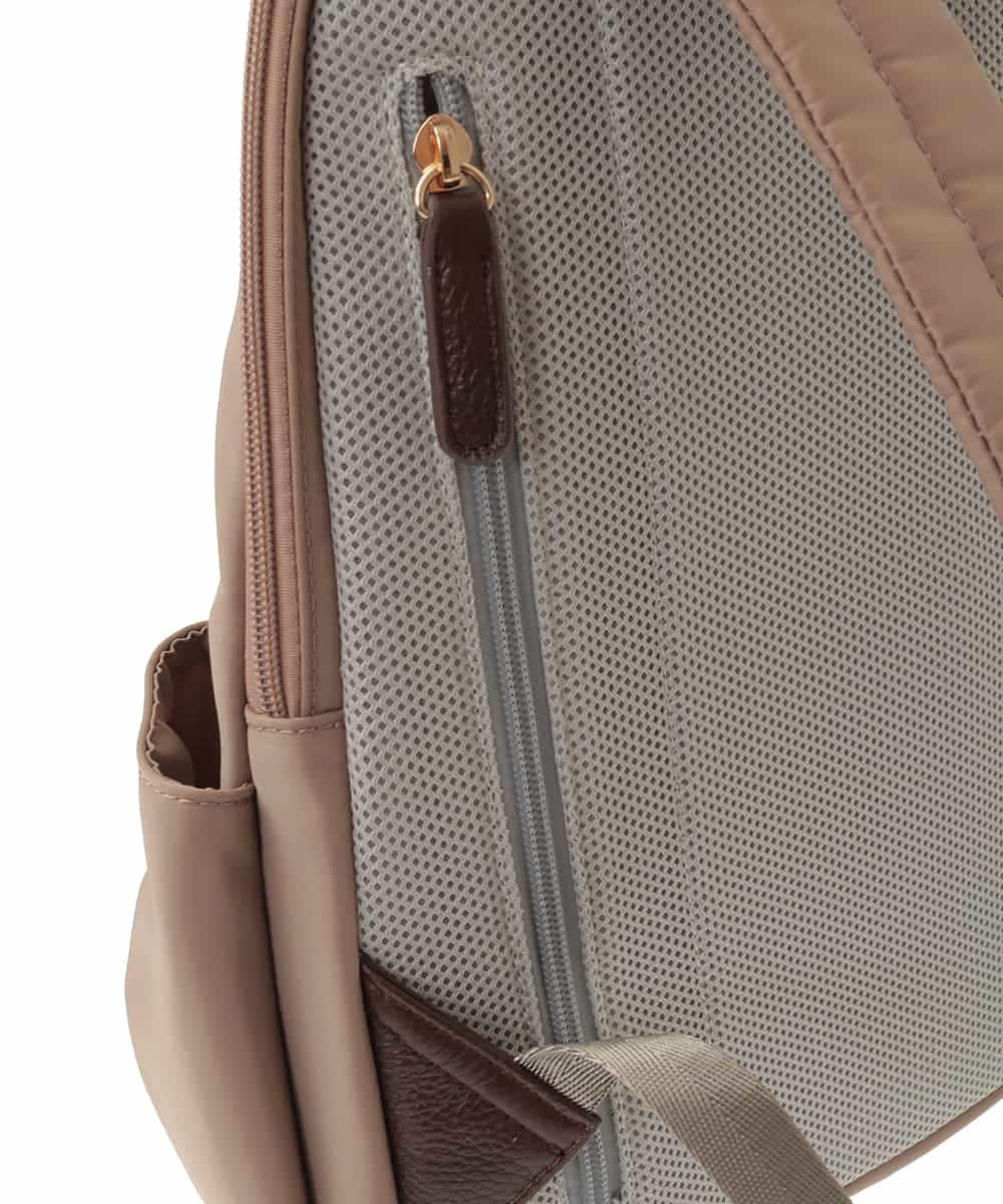 BPRJA74160 MK MICHEL KLEIN BAG(MK ミッシェルクラン バッグ) [撥水/A4収納可]タックデザインラウンドジップリュック ベージュ