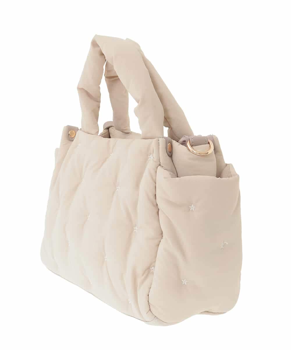 BPRJA81150 MK MICHEL KLEIN BAG(MK ミッシェルクラン バッグ) [2WAY]スター刺繍パフトートバッグ アイボリー